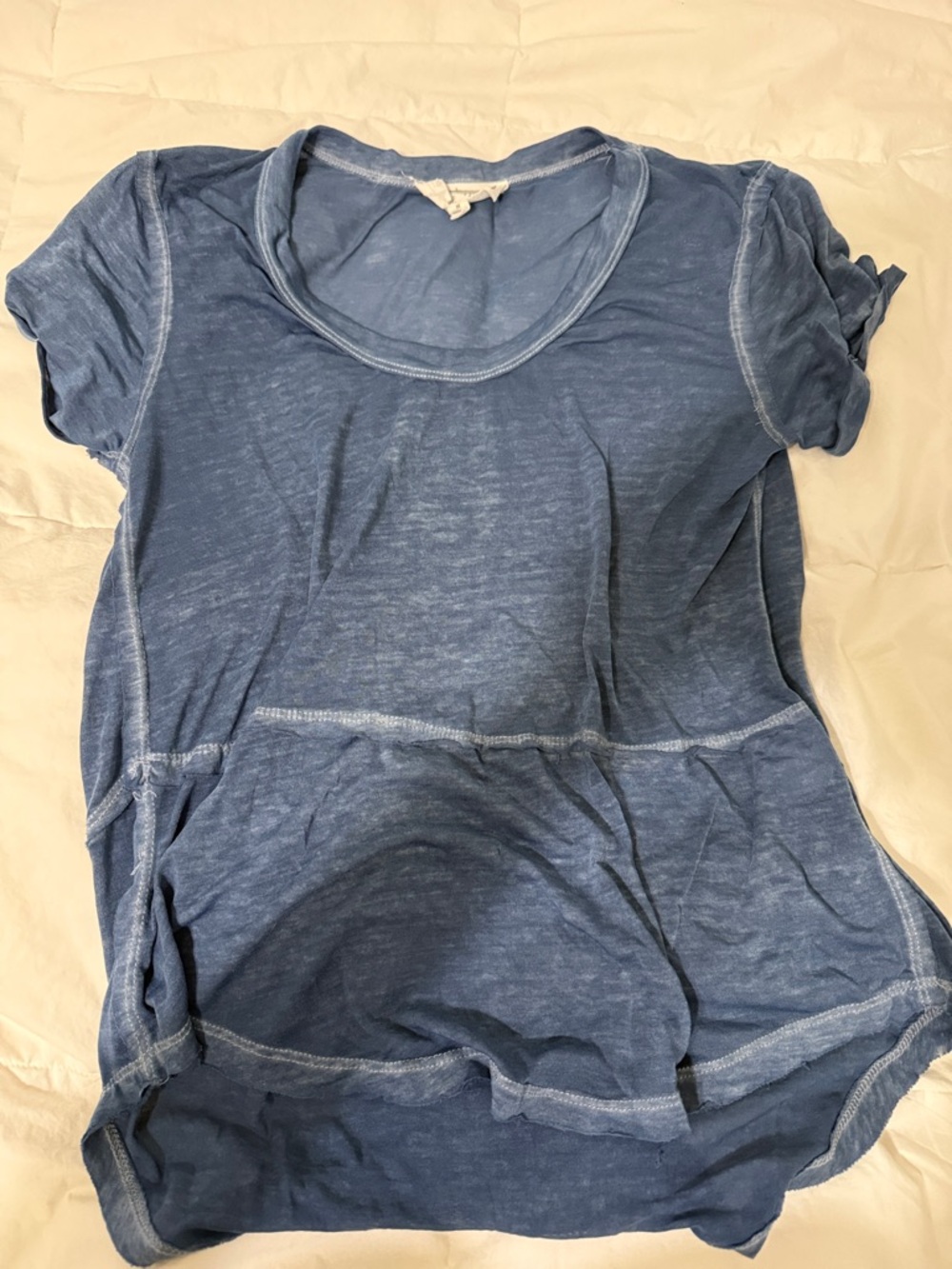 Hippie Rose Washed Blue Short Sleeve Scoop Neck Top